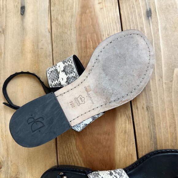 Donald Pliner Snake Leather Sandals Rhinestones 7.5 Jeweled - Picture 5 of 9